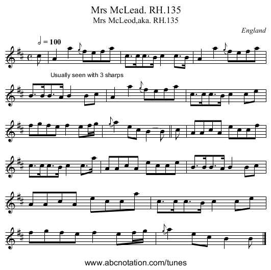 Mrs McLead. RH.135 - staff notation