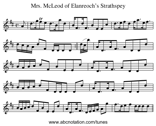 Mrs. McLeod of Elanreoch’s Strathspey - staff notation