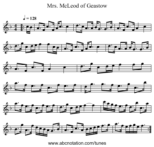 Mrs. McLeod of Geastow - staff notation