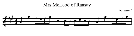 Mrs McLeod of Raasay - staff notation