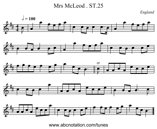 Mrs McLeod . ST.25 - staff notation