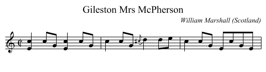 Mrs McPherson, Gileston - staff notation