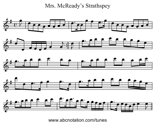 Mrs. McReady’s Strathspey - staff notation