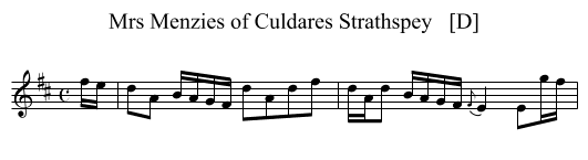 Mrs Menzies of Culdares Strathspey   [D] - staff notation