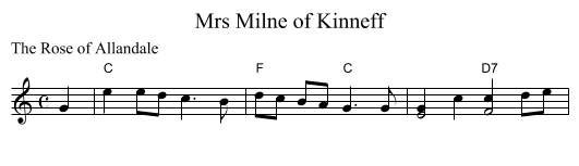 Mrs Milne of Kinneff - staff notation