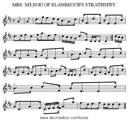 MRS. M'LEOD OF ELANREOCH'S STRATHSPEY - staff notation