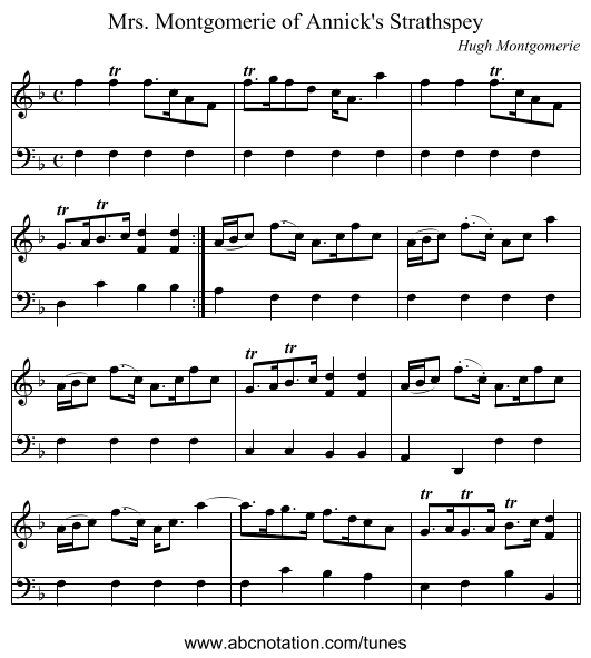 Mrs. Montgomerie of Annick's Strathspey - staff notation