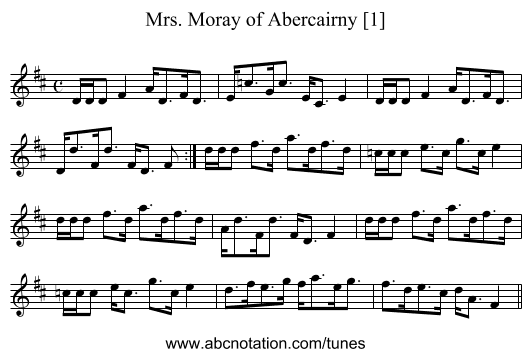 Mrs. Moray of Abercairny [1] - staff notation