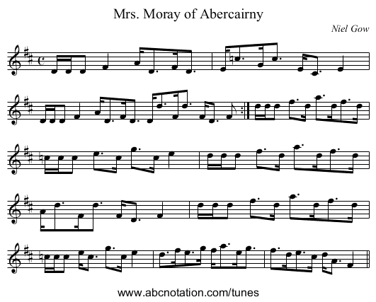 Mrs. Moray of Abercairny - staff notation