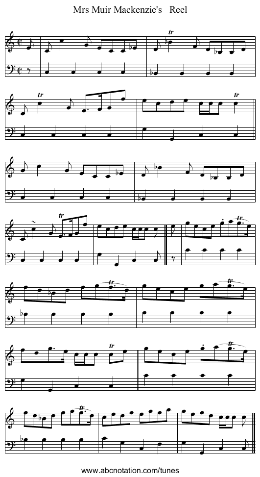 Mrs Muir Mackenzie's   Reel - staff notation