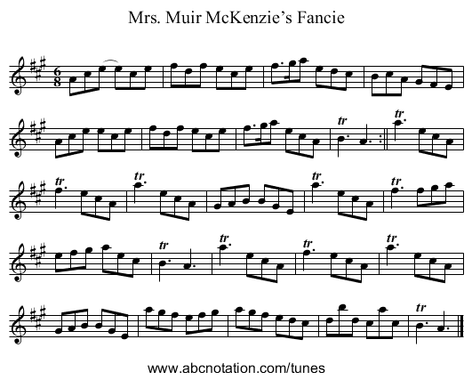 Mrs. Muir McKenzie’s Fancie - staff notation