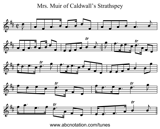 Mrs. Muir of Caldwall’s Strathspey - staff notation