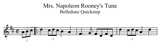 Mrs. Napoleon Rooney's Tune - staff notation