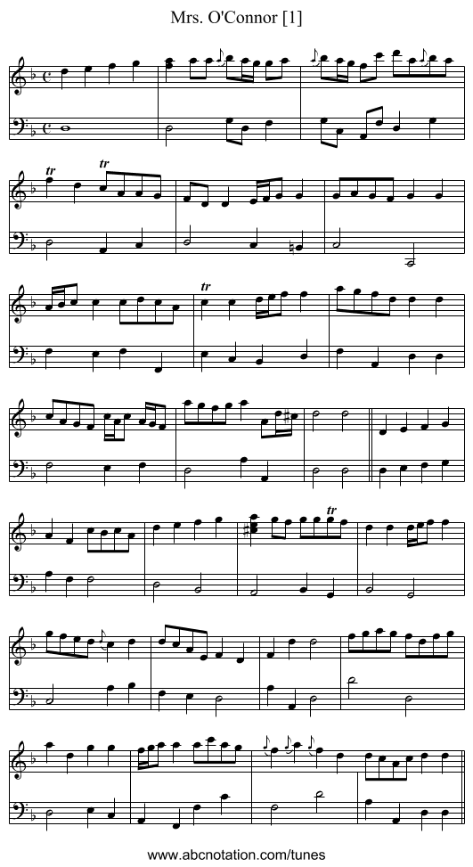 Mrs. O'Connor [1] - staff notation