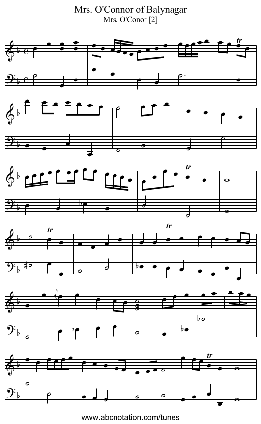 Mrs. O'Connor of Balynagar - staff notation