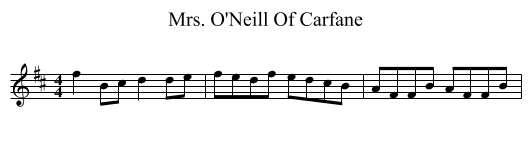 Mrs. O'Neill Of Carfane - staff notation