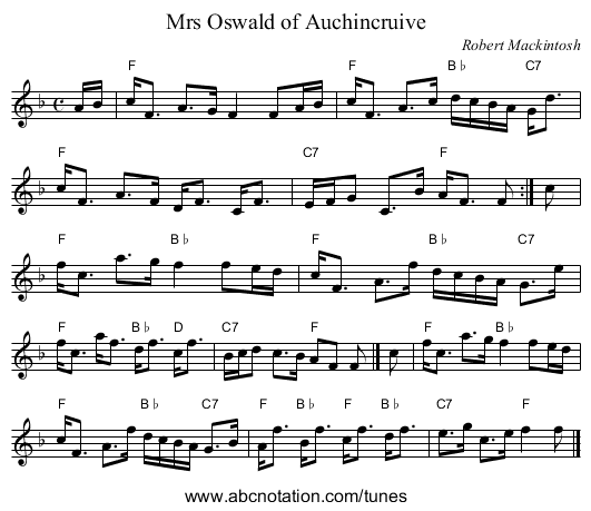 Mrs Oswald of Auchincruive - staff notation