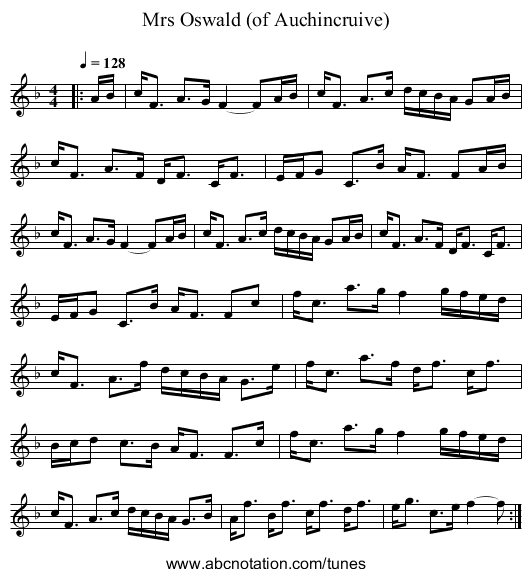 Mrs Oswald (of Auchincruive) - staff notation