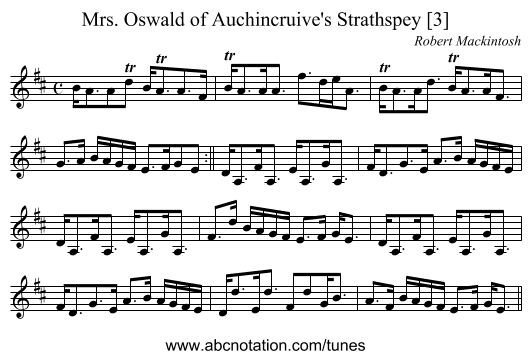 Mrs. Oswald of Auchincruive's Strathspey [3] - staff notation