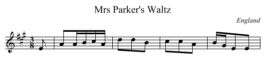 Mrs Parker's Waltz - staff notation