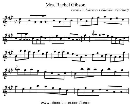 Mrs. Rachel Gibson - staff notation