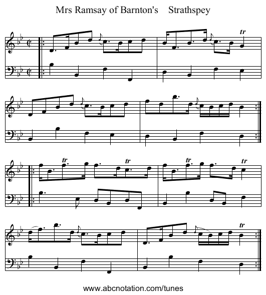 Mrs Ramsay of Barnton's    Strathspey - staff notation