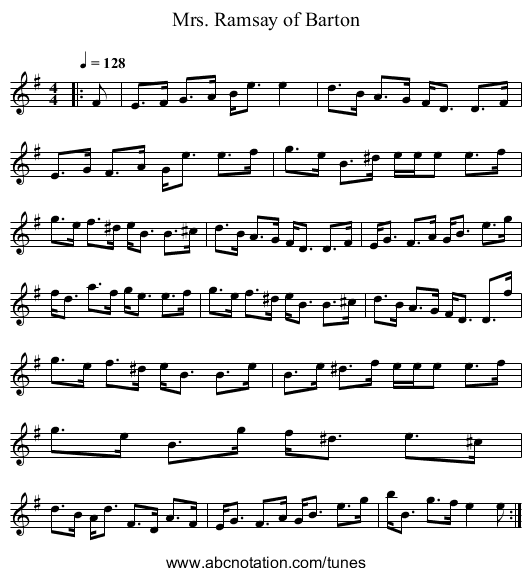 Mrs. Ramsay of Barton - staff notation