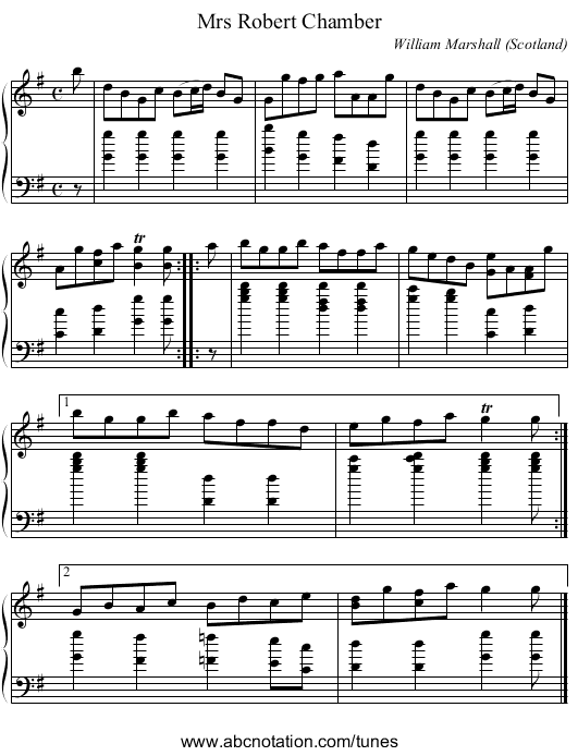 Mrs Robert Chamber - staff notation