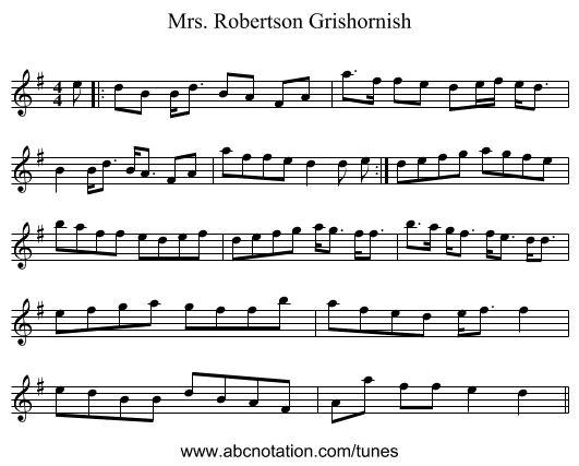 Mrs. Robertson Grishornish - staff notation