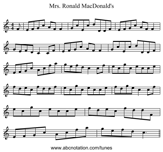 Mrs. Ronald MacDonald's - staff notation