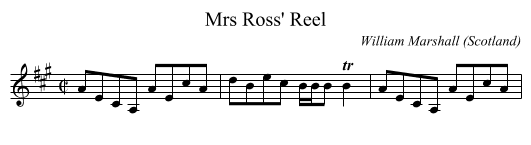 Mrs Ross' Reel - staff notation