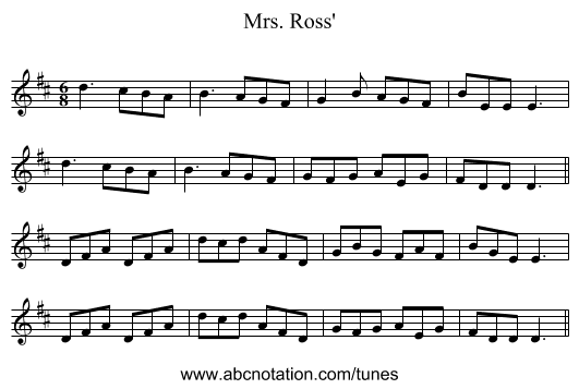 Mrs. Ross' - staff notation