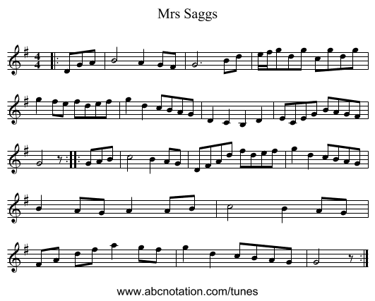 Mrs Saggs - staff notation