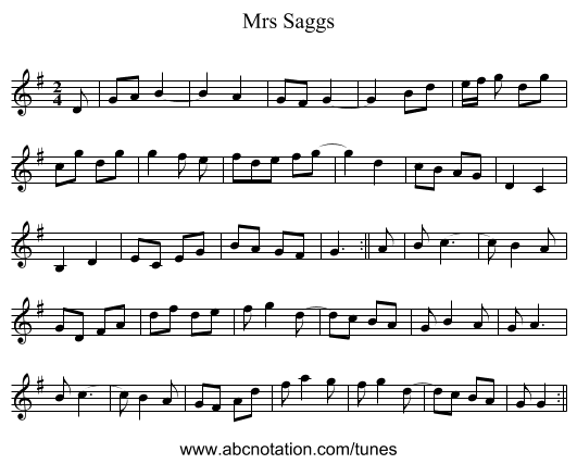 Mrs Saggs - staff notation