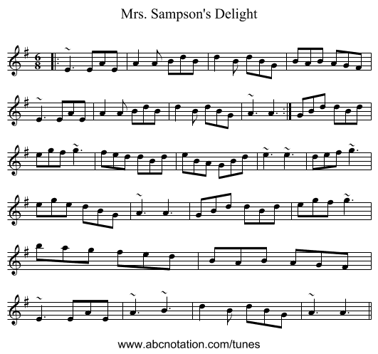 Mrs. Sampson's Delight - staff notation