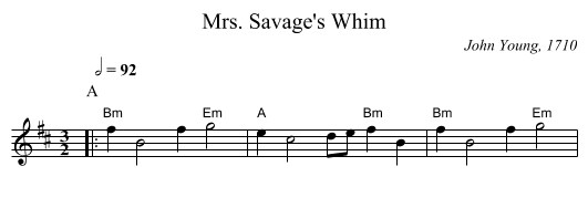 Mrs. Savage's Whim - staff notation