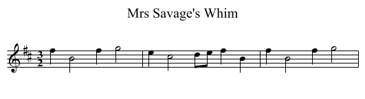 Mrs Savage's Whim - staff notation