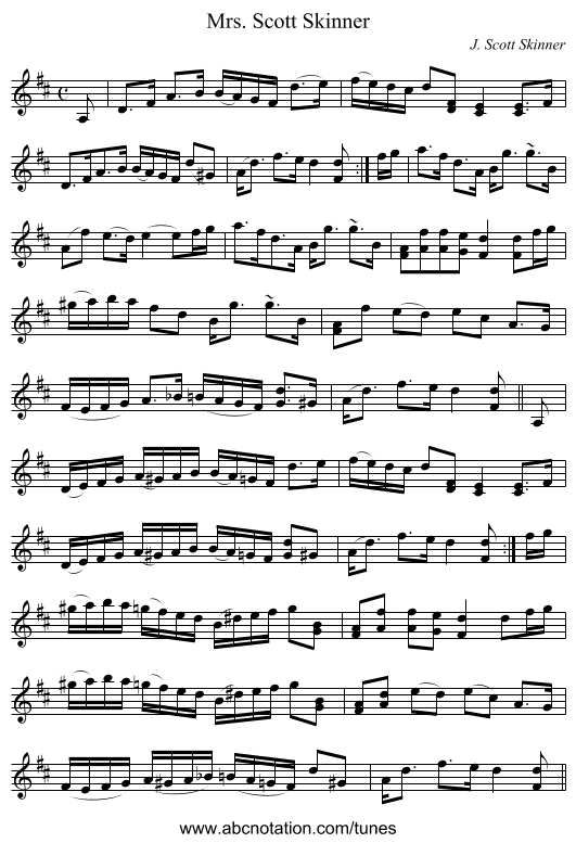 Mrs. Scott Skinner - staff notation