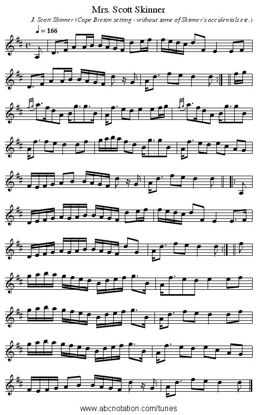 Mrs. Scott Skinner - staff notation