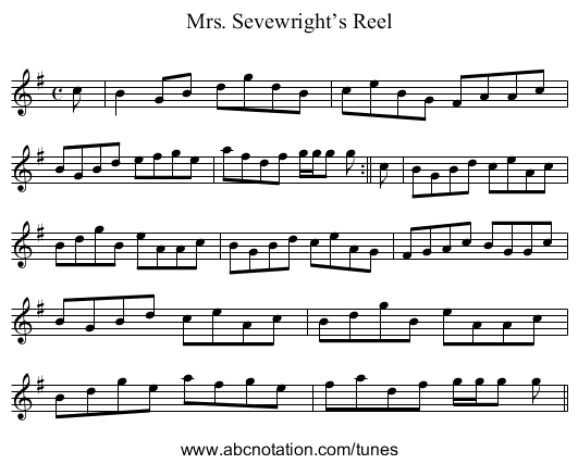 Mrs. Sevewright’s Reel - staff notation