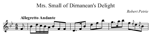 Mrs. Small of Dirnanean's Delight - staff notation
