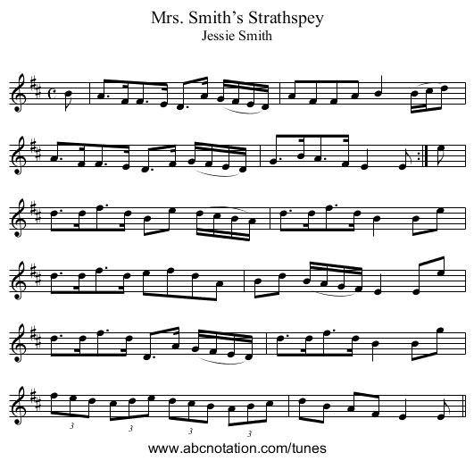 Mrs. Smith’s Strathspey - staff notation