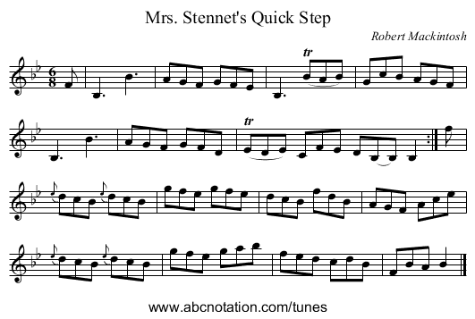 Mrs. Stennet's Quick Step - staff notation