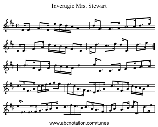 Mrs. Stewart, Inverugie - staff notation