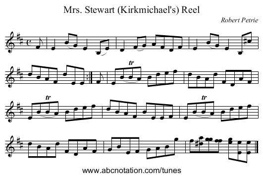 Mrs. Stewart (Kirkmichael's) Reel - staff notation