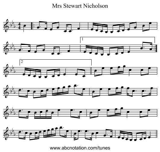 Mrs Stewart Nicholson - staff notation