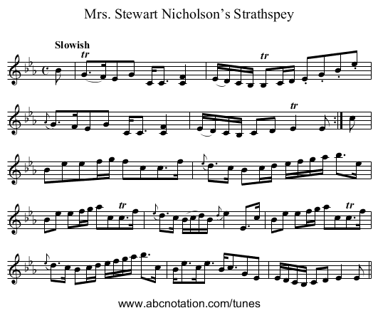 Mrs. Stewart Nicholson’s Strathspey - staff notation