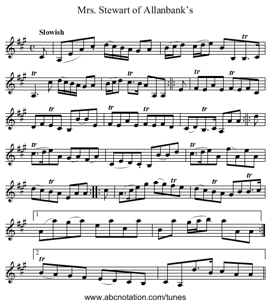 Mrs. Stewart of Allanbank’s - staff notation