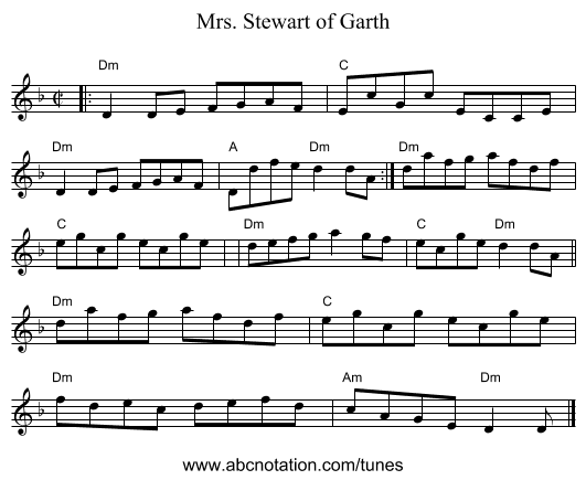 Mrs. Stewart of Garth - staff notation