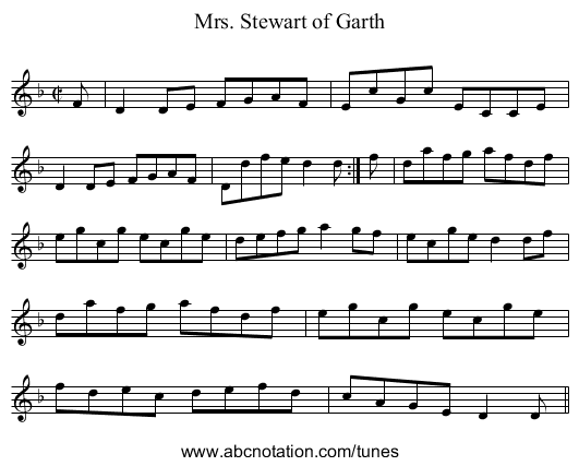 Mrs. Stewart of Garth - staff notation